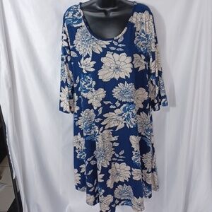 Cest la Vie | Floral 3/4 Length Sleeve Swing Dress |  2X, NWT